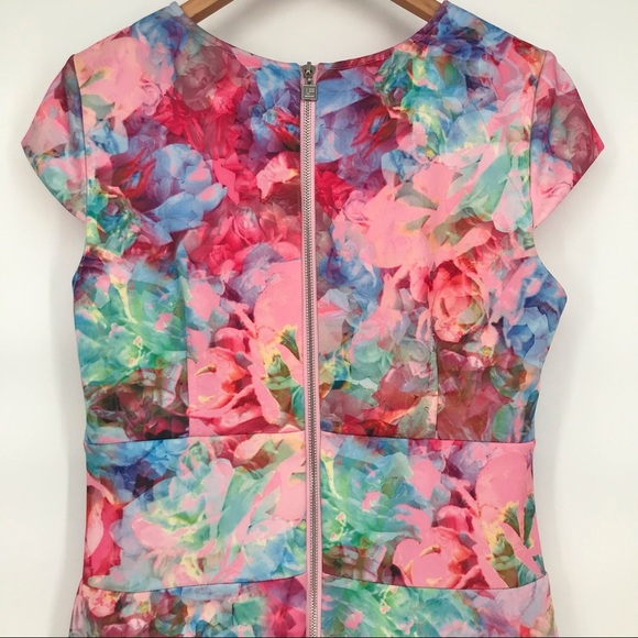 Vibrant, Colorful Stretch Floral Dress - Picture 11 of 13